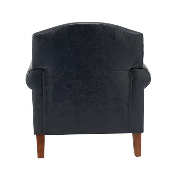 Eric Navy Vegan Leather Nailhead Trim Transitional Armchair 3