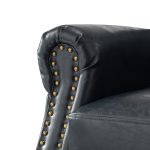 Eric Navy Vegan Leather Nailhead Trim Transitional Armchair 10 Eric Navy Vegan Leather Nailhead Trim Transitional Armchair