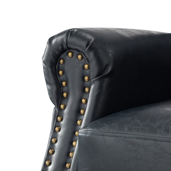 Eric Navy Vegan Leather Nailhead Trim Transitional Armchair 4