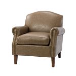 Eric Taupe Vegan Leather Nailhead Trim Transitional Armchair 7 Eric Taupe Vegan Leather Nailhead Trim Transitional Armchair