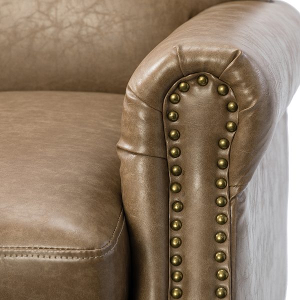 Eric Taupe Vegan Leather Nailhead Trim Transitional Armchair 4