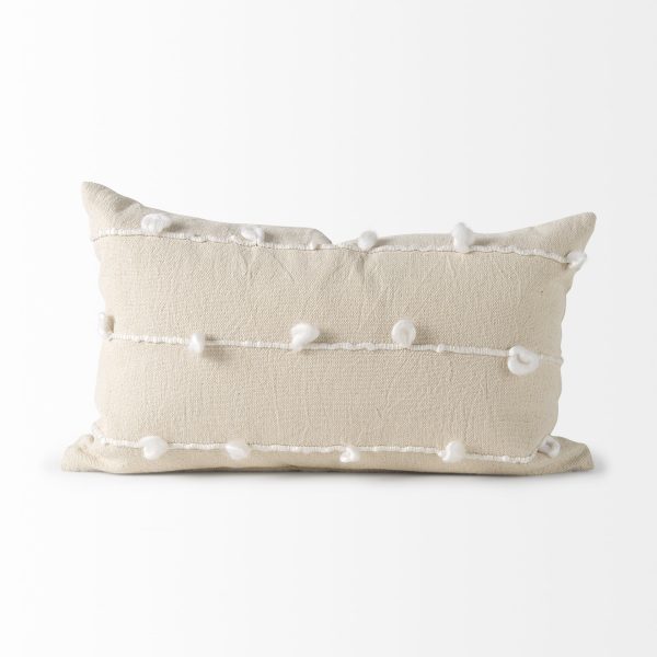 Erica 13 x 21 Cream With White Detail Decorative Pillow Cover 5