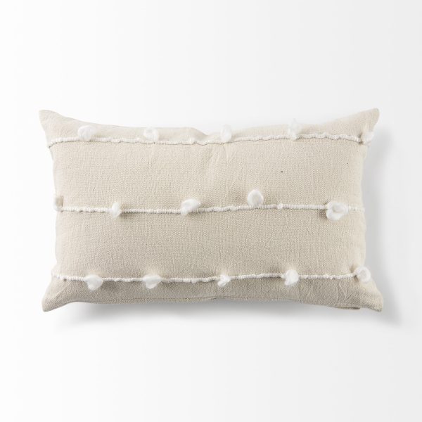 Erica 13 x 21 Cream With White Detail Decorative Pillow Cover 8