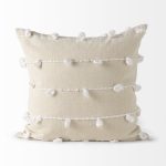 Erica 20 x 20 Cream With White Detail Decorative Pillow Cover