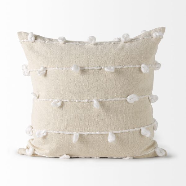 Erica 20 x 20 Cream With White Detail Decorative Pillow Cover 3