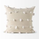 Erica 20 x 20 Cream With White Detail Decorative Pillow Cover