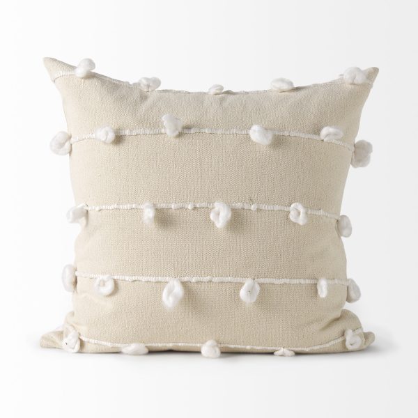 Erica 20 x 20 Cream With White Detail Decorative Pillow Cover 5