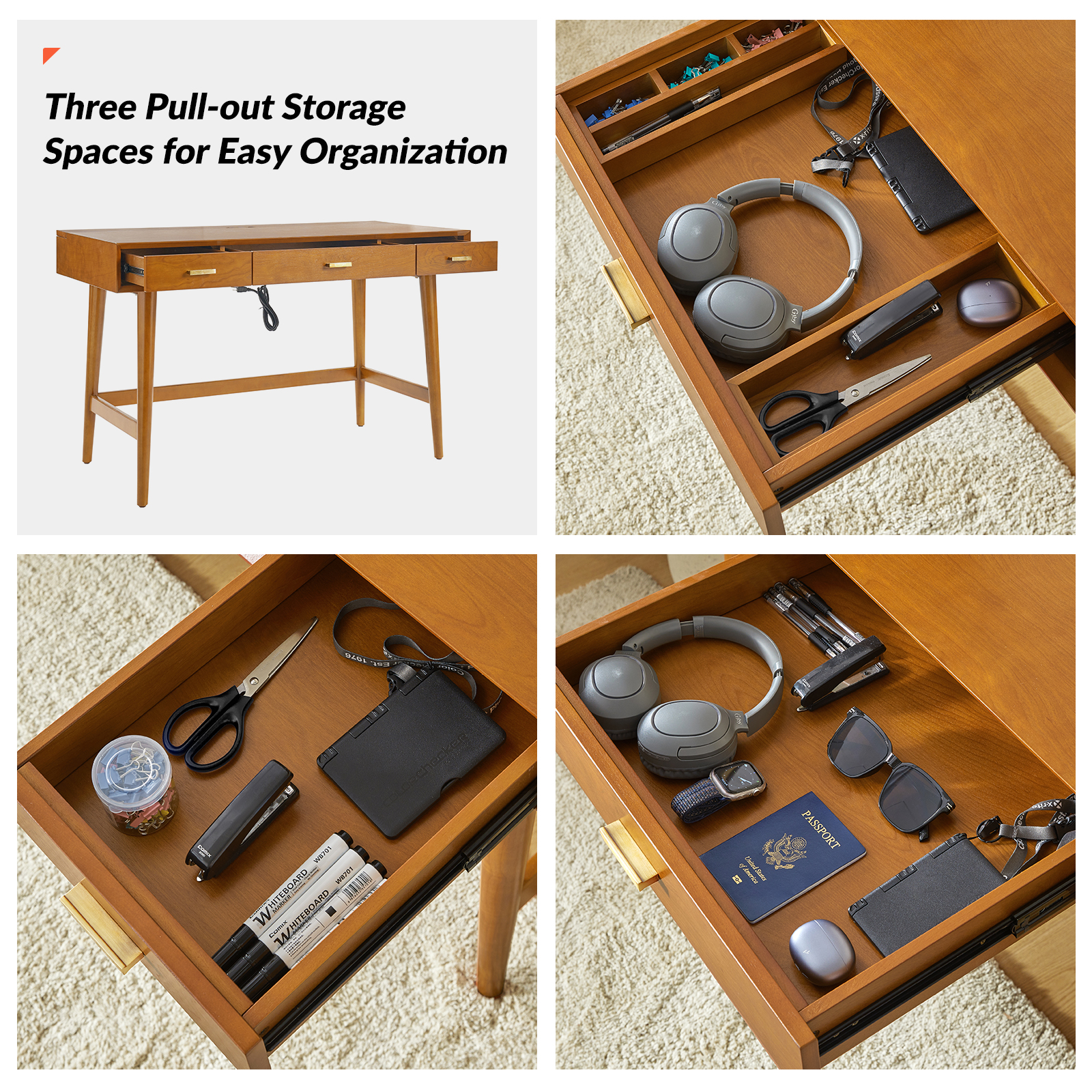 Erich Acorn Mid-Century Modern Computer Desk with Cable Management 3 Erich Acorn Mid-Century Modern Computer Desk with Cable Management - Image 3