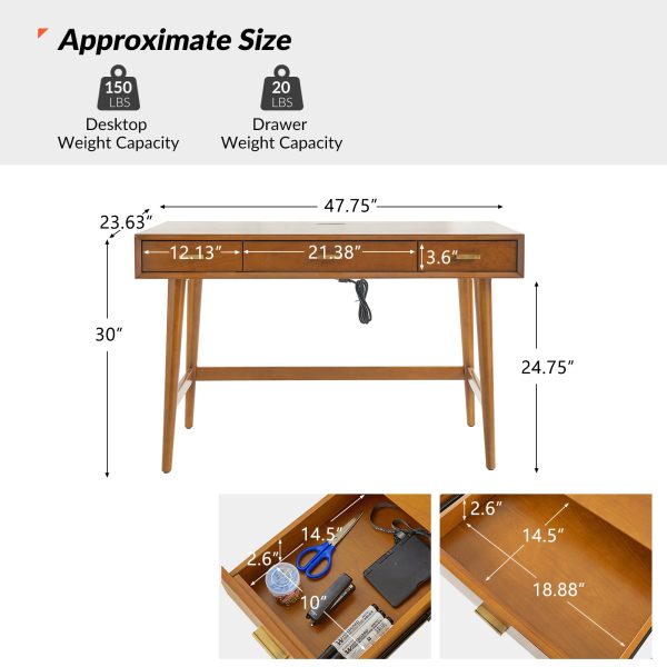 Erich Acorn Mid Century Modern Computer Desk with Cable Management 4