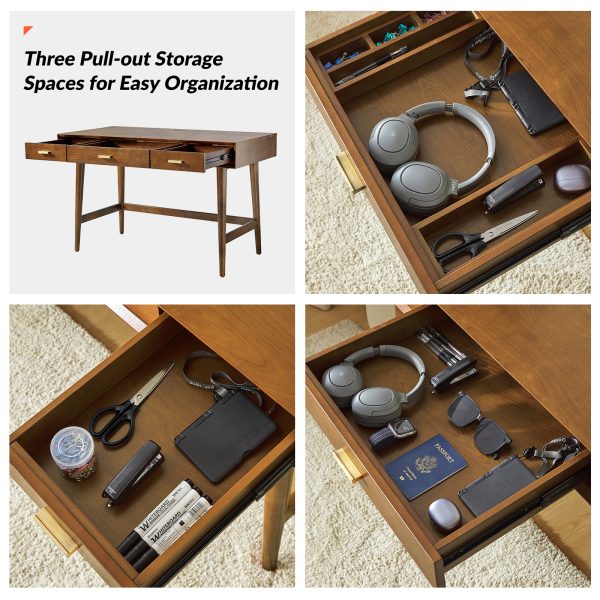 Erich Walnut Mid Century Modern Computer Desk with Cable Management 2