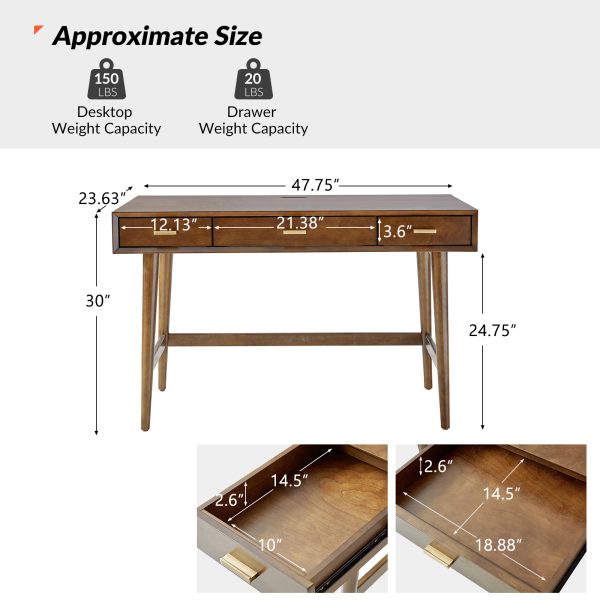 Erich Walnut Mid Century Modern Computer Desk with Cable Management 4