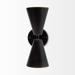 Eris II 7.3x12.6 Black Metal w/Gold Accent Double-Cone Wall Sconce