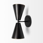 Eris II 7.3x12.6 Black Metal w/Gold Accent Double-Cone Wall Sconce