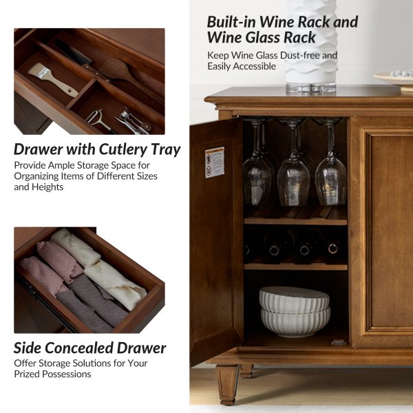 Erwin Walnut Sideboard with Wine Storage Cutlery Tray and Pilasters 4