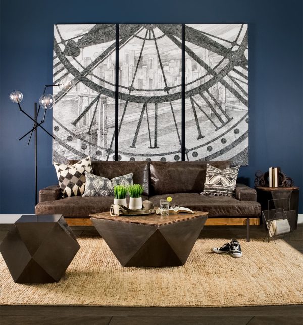 Esagono Octagonal Black Metal Clad Reclaimed Wood EndSide Table w Storage 1