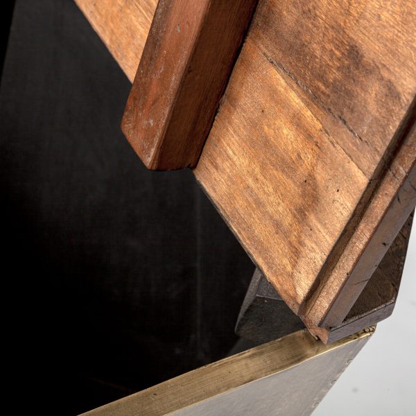 Esagono Octagonal Gold Metal Clad Reclaimed Wood EndSide Table w Storage 10