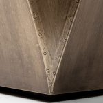 Esagono Octagonal Gold Metal-Clad Reclaimed Wood End/Side Table w/ Storage