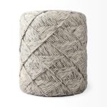 Esfera 17.7L x 15.7W x 15.7H Beige Chevron Woven Round Pouf