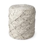 Esfera 17.7L x 15.7W x 15.7H Beige Chevron Woven Round Pouf