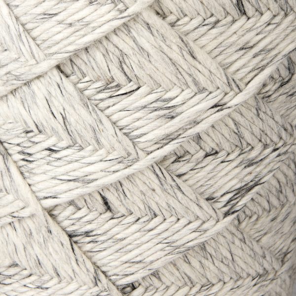 Esfera 17.7L x 15.7W x 15.7H Beige Chevron Woven Round Pouf 4