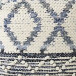 Eshana 16.0L x 16.0W x 16.0H Cream Wool and Denim Patterned Pouf