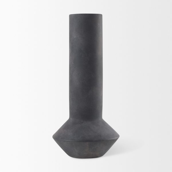 Esme 7.1L x 7.1W x 15.0H Dark Gray Ceramic Vase 2