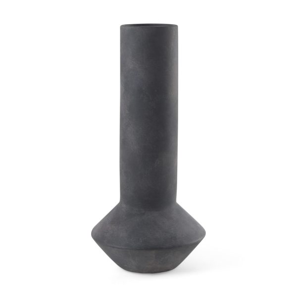 Esme 7.1L x 7.1W x 15.0H Dark Gray Ceramic Vase