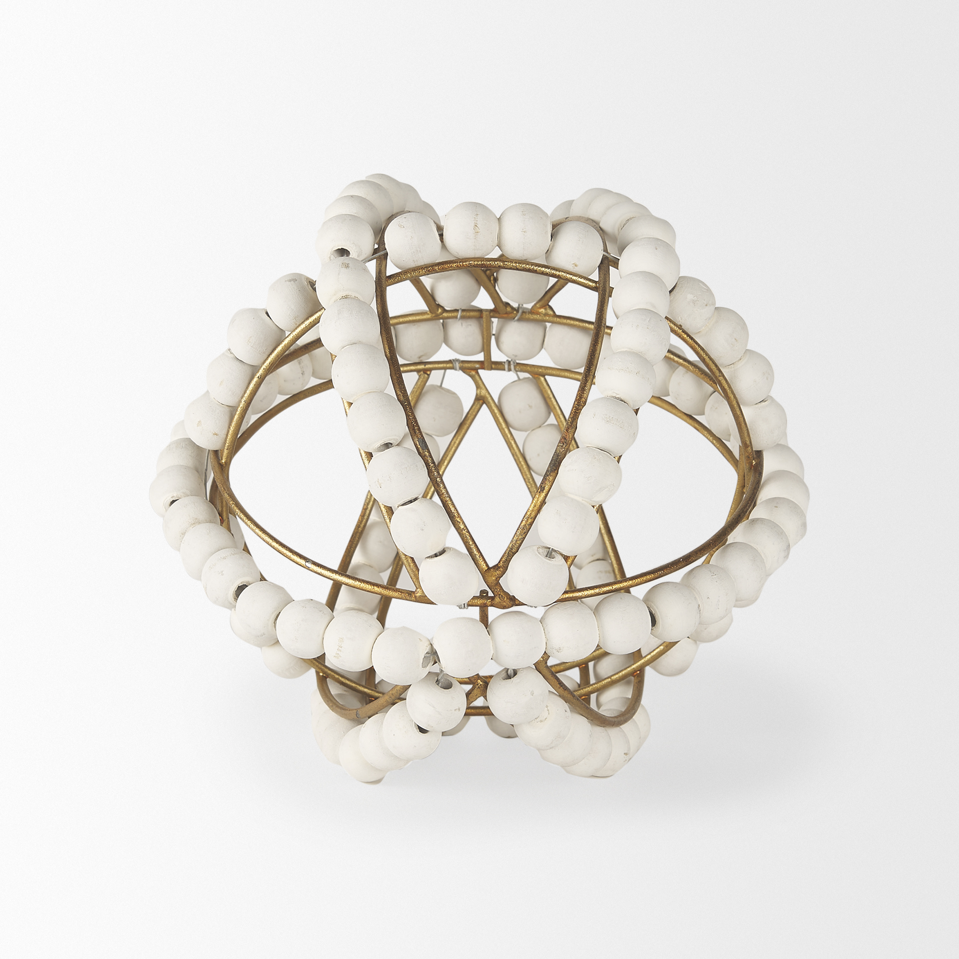 Espanlade I Small 9L x 9W White Wooden Beaded Orb 5 Espanlade I Small 9L x 9W White Wooden Beaded Orb - Image 5