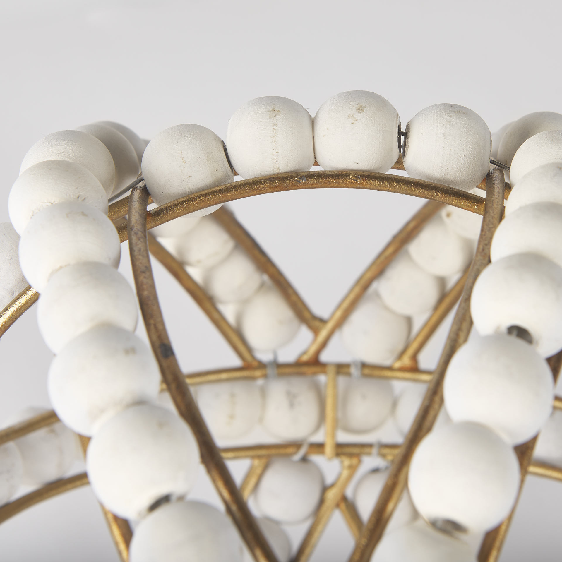 Espanlade I Small 9L x 9W White Wooden Beaded Orb 6 Espanlade I Small 9L x 9W White Wooden Beaded Orb - Image 6