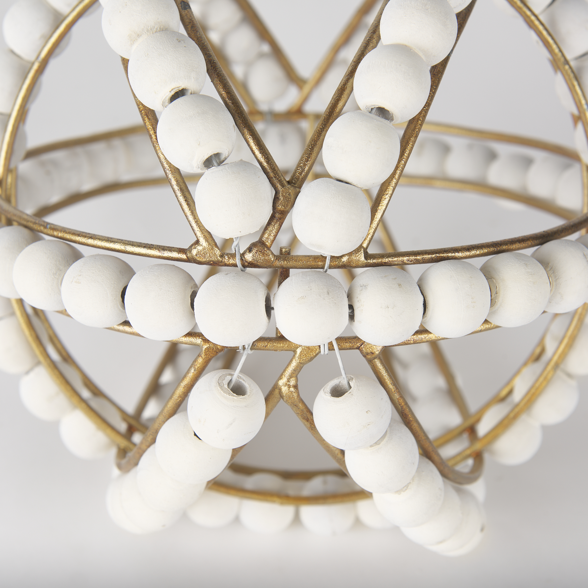 Espanlade I Small 9L x 9W White Wooden Beaded Orb 7 Espanlade I Small 9L x 9W White Wooden Beaded Orb - Image 7
