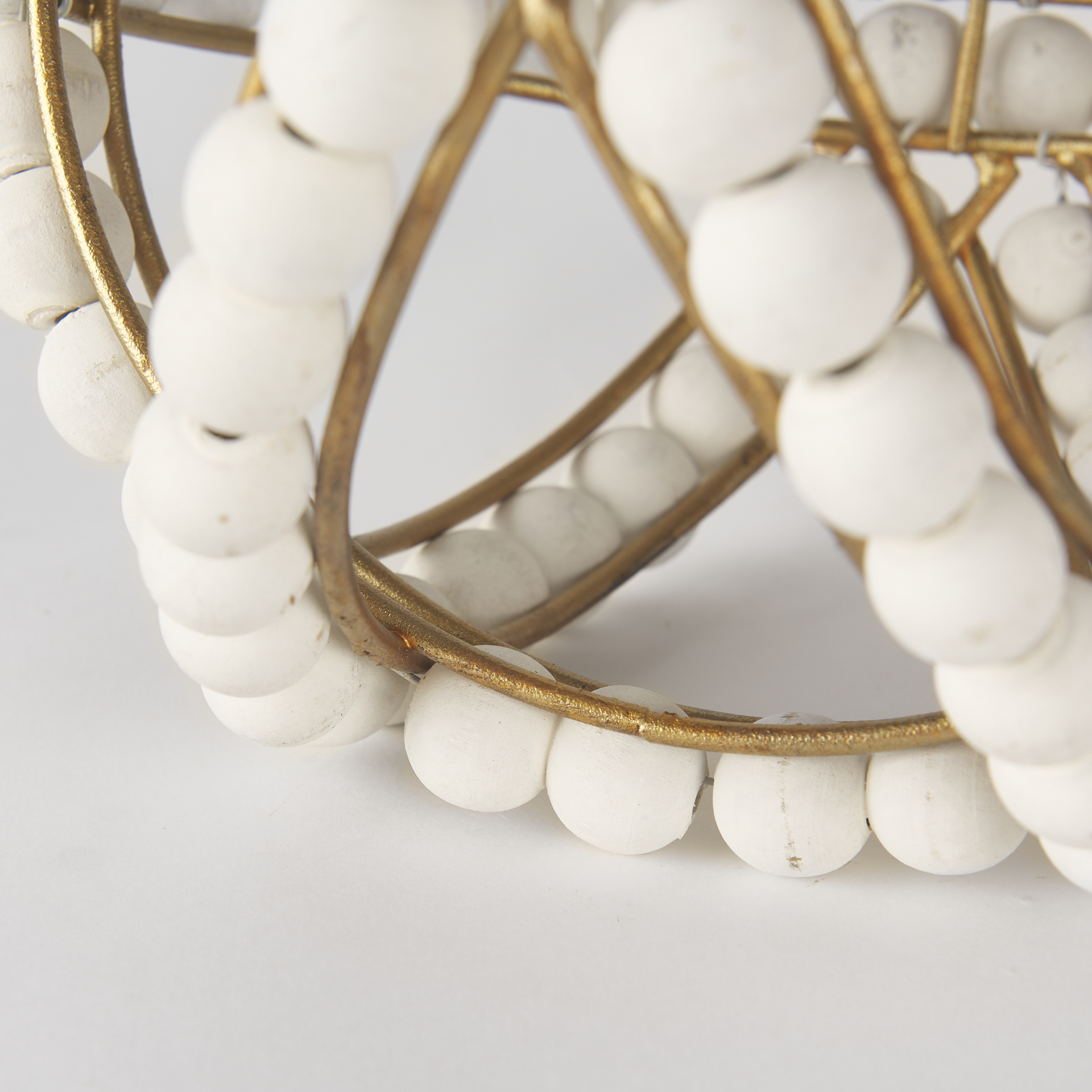 Espanlade I Small 9L x 9W White Wooden Beaded Orb 8 Espanlade I Small 9L x 9W White Wooden Beaded Orb - Image 8