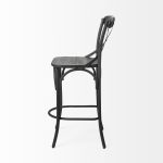 Etienne 26.25" Seat Height Black Wood Seat Black Metal Base Stool
