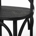 Etienne 26.25" Seat Height Black Wood Seat Black Metal Base Stool