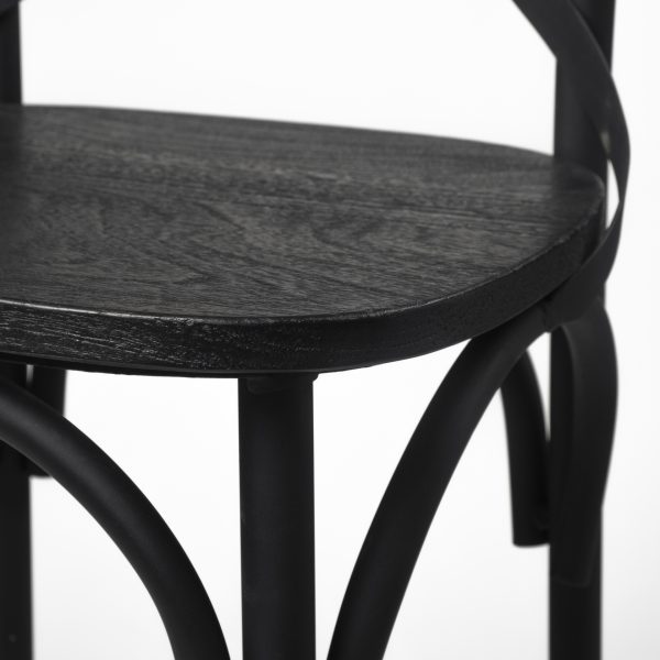 Etienne 26.25 Seat Height Black Wood Seat Black Metal Base Stool 8