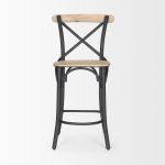 Etienne Light Brown Wood w/ Iron Metal Counter Stool