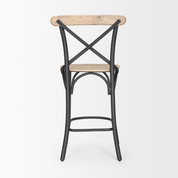 Etienne Light Brown Wood w Iron Metal Counter Stool 5