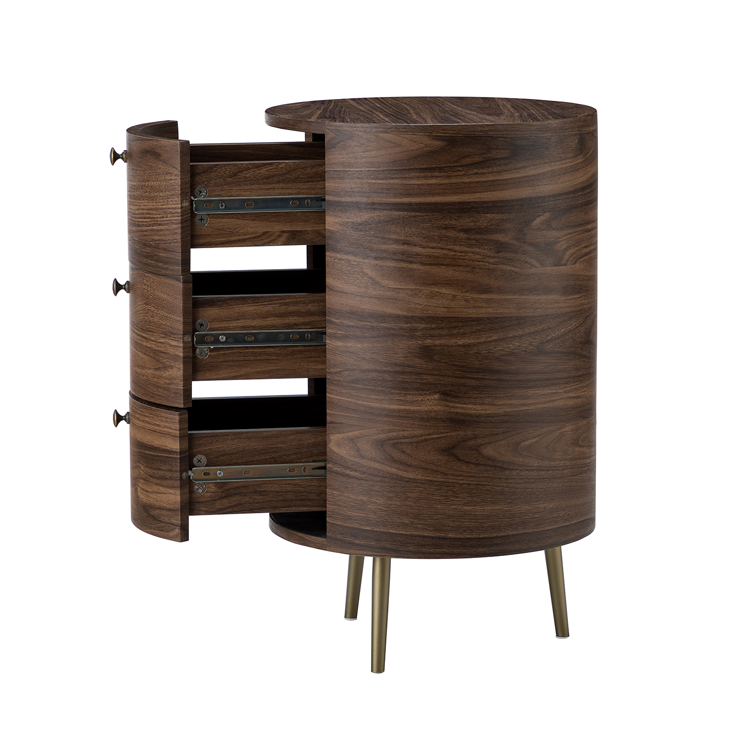 Etta Gray 3 Drawer Metal Leg Side Table 3 Etta Gray 3 Drawer Metal Leg Side Table - Image 3