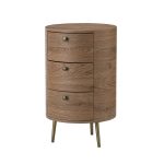 Etta Gray 3-Drawer Metal Leg Side Table End Table