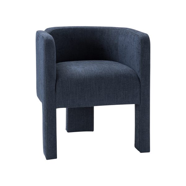 Eugen Navy Modern Cutout Linen Dining Chair 1