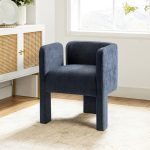 Eugen Navy Modern Cutout Linen Dining Chair 6 Eugen Navy Modern Cutout Linen Dining Chair