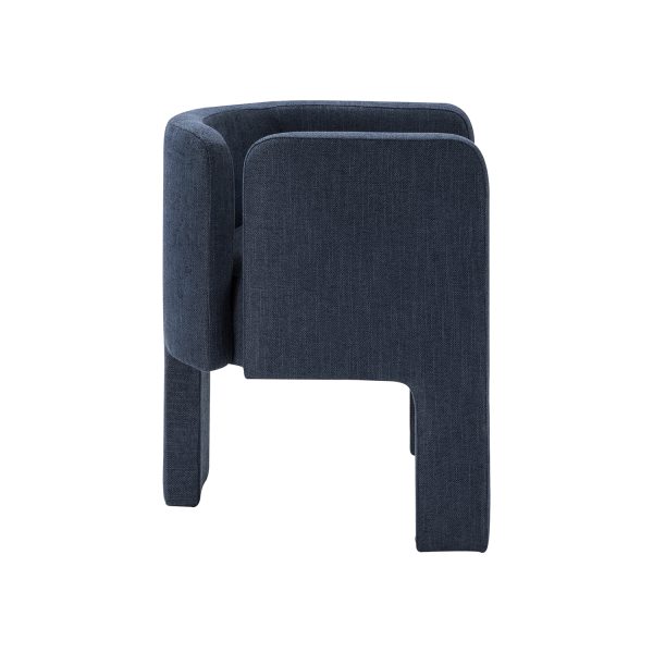 Eugen Navy Modern Cutout Linen Dining Chair 2