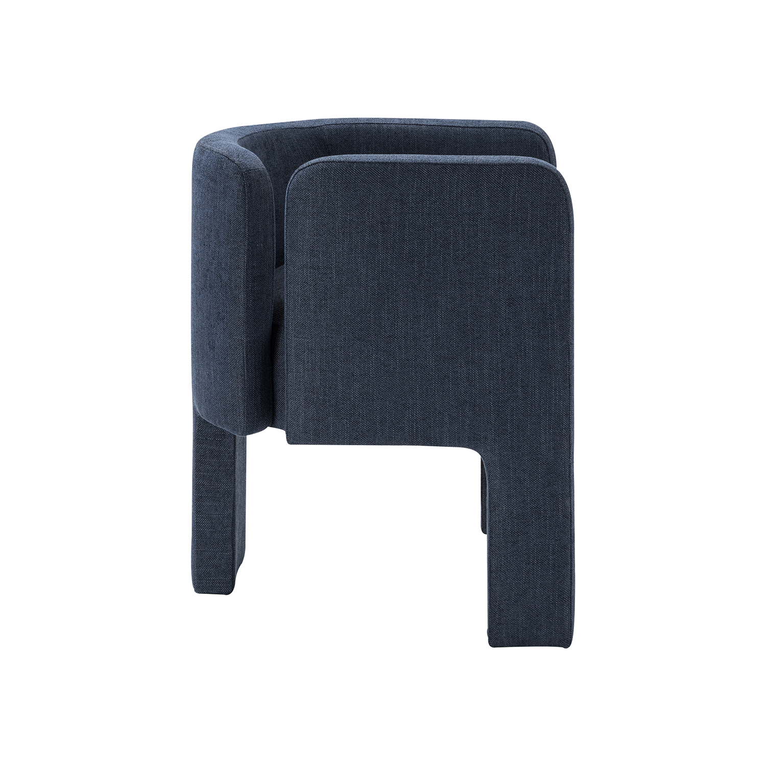 Eugen Navy Modern Cutout Linen Dining Chair 3 Eugen Navy Modern Cutout Linen Dining Chair - Image 3