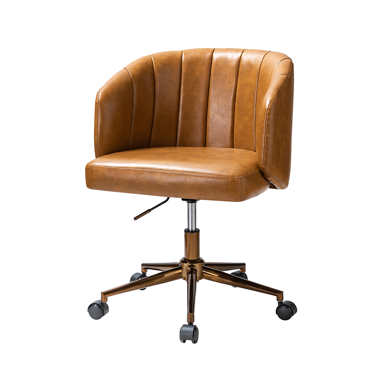 Eugene Camel Vegan Leather Channel Back Office Chair 2 Eugene Camel Vegan Leather Channel Back Office Chair - Image 2