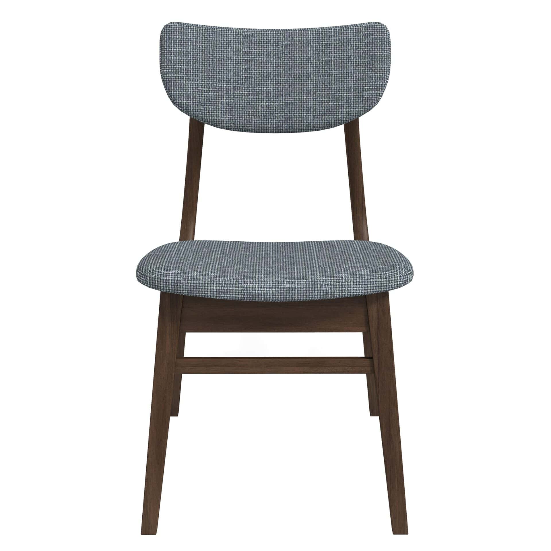 Grey Fabric Mid-Century Dining Chairs with Wood Legs (Set of 2) 1 Grey Fabric Mid-Century Dining Chairs with Wood Legs (Set of 2)