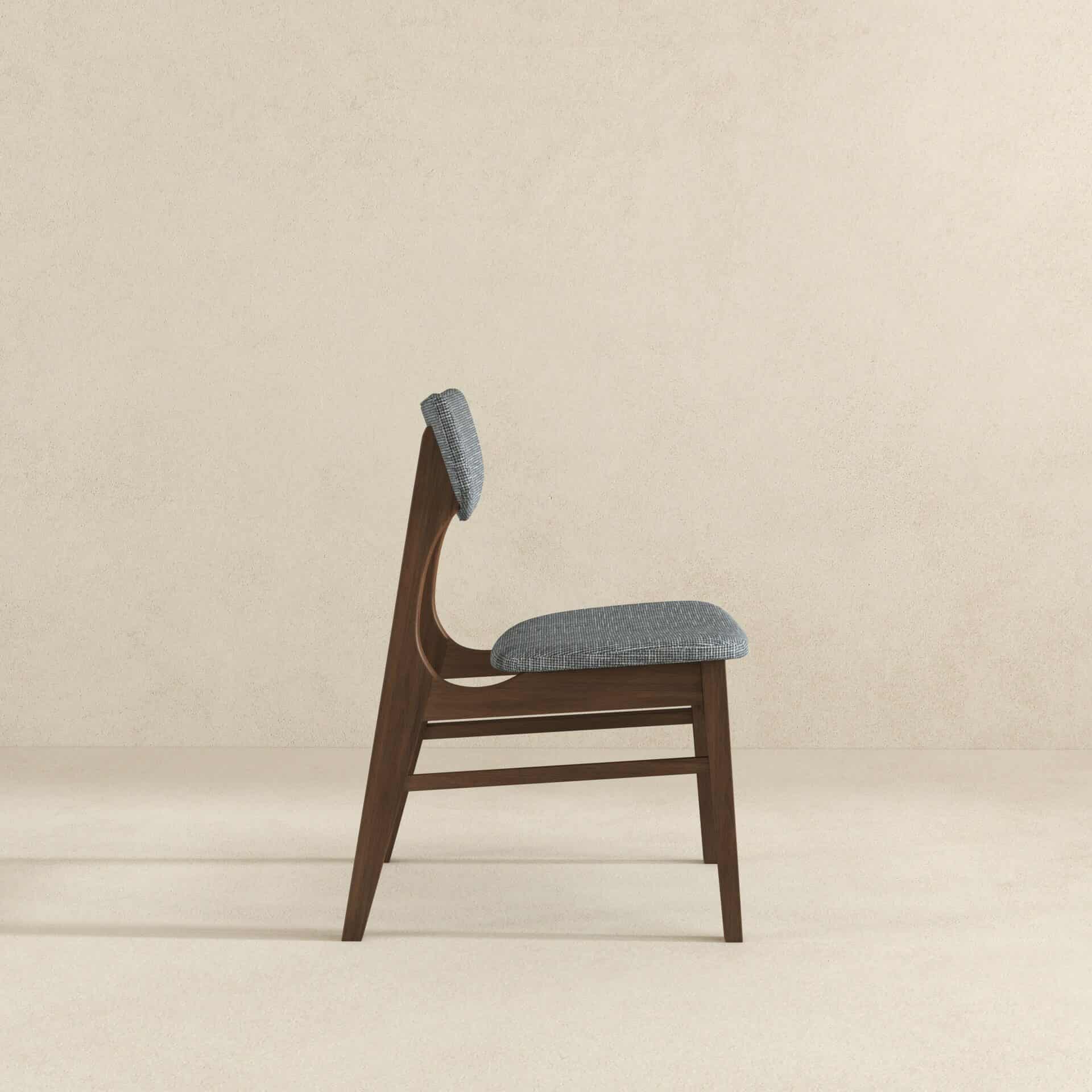 Grey Fabric Mid-Century Dining Chairs with Wood Legs (Set of 2) 4 Grey Fabric Mid-Century Dining Chairs with Wood Legs (Set of 2) - Image 4