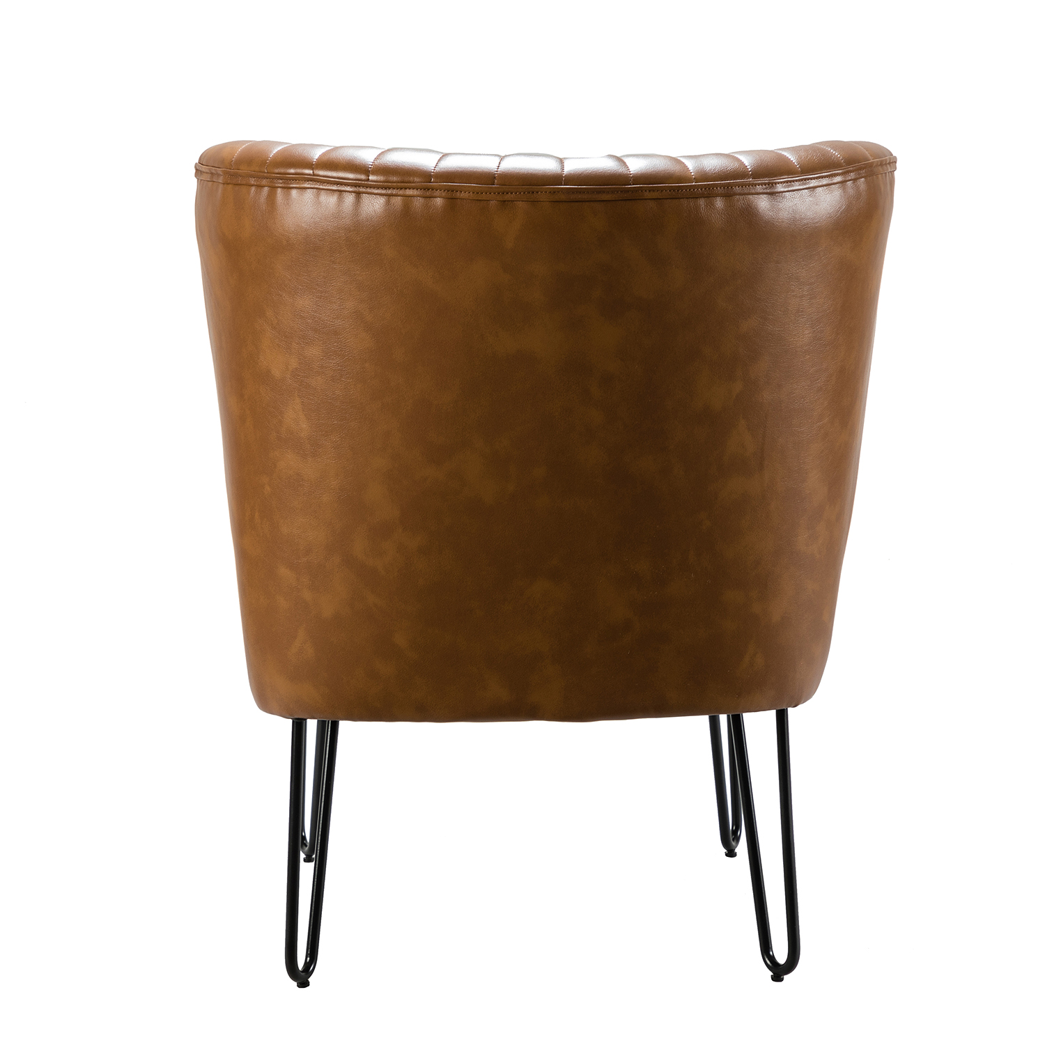 Eustacio Camel Faux Leather Tufted Armless Accent Chair 4 Eustacio Camel Faux Leather Tufted Armless Accent Chair - Image 4