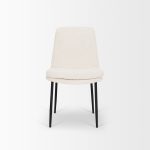 Eve Dining Chair w/ Cream Boucle Fabric & Matte Black Metal