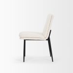 Eve Dining Chair w/ Cream Boucle Fabric & Matte Black Metal