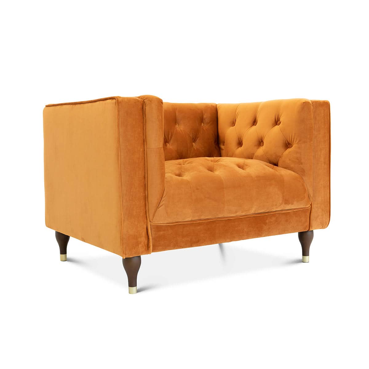 Burnt Orange Velvet Tufted Lounge Chair with Elegant Design 4 Burnt Orange Velvet Tufted Lounge Chair with Elegant Design - Image 4