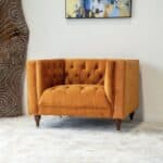 Burnt Orange Velvet Tufted Lounge Chair with Elegant Design 9 Burnt Orange Velvet Tufted Lounge Chair with Elegant Design